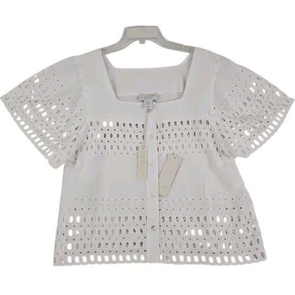 Calypso~Woman Size S~White 100 % Cotton Button-Up Shirt Blouse Shirt Sleeve NWT. - Picture 10 of 16